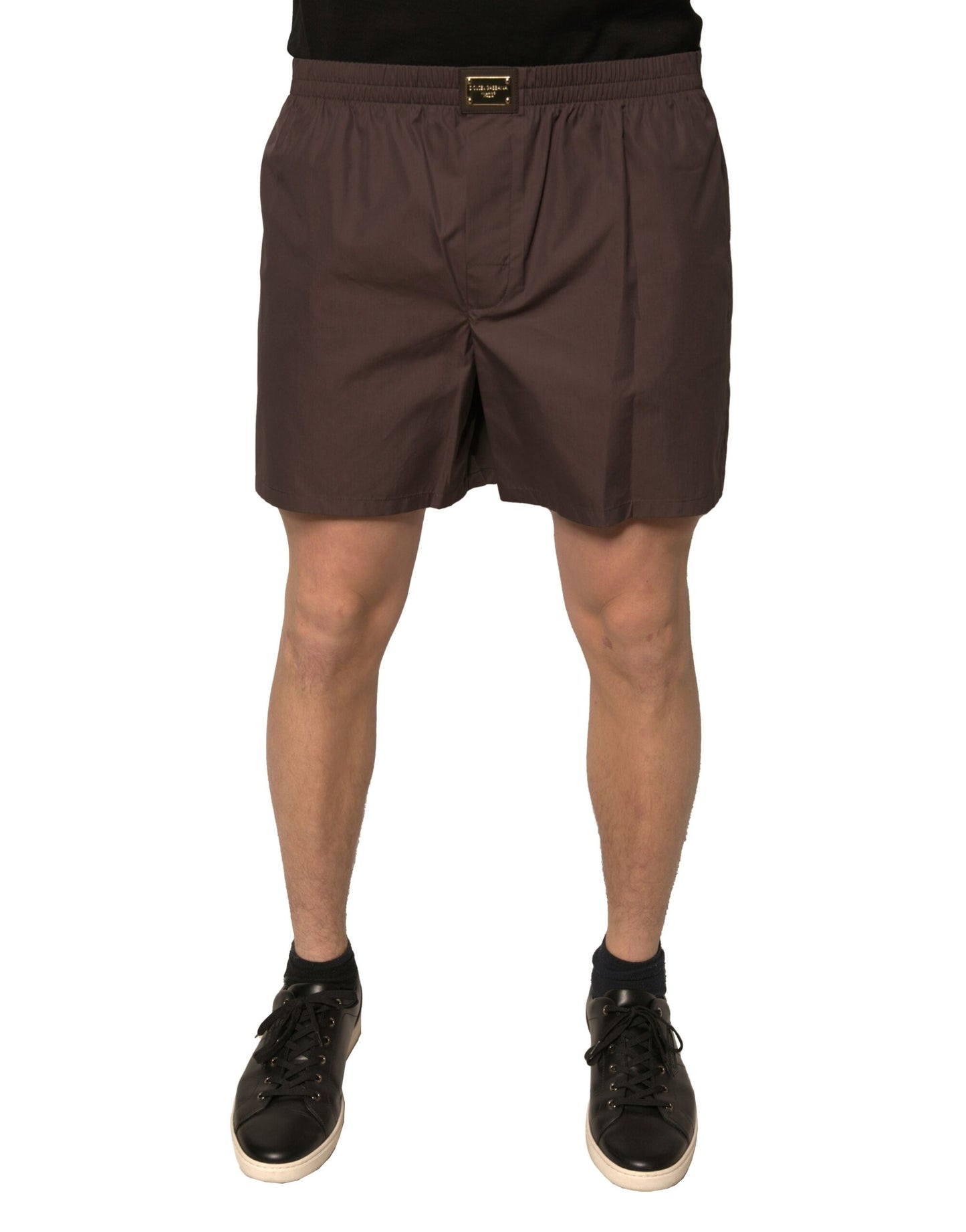 Dolce & Gabbana Braune Baumwollmischung Herren Shorts mit mittlerer Taille