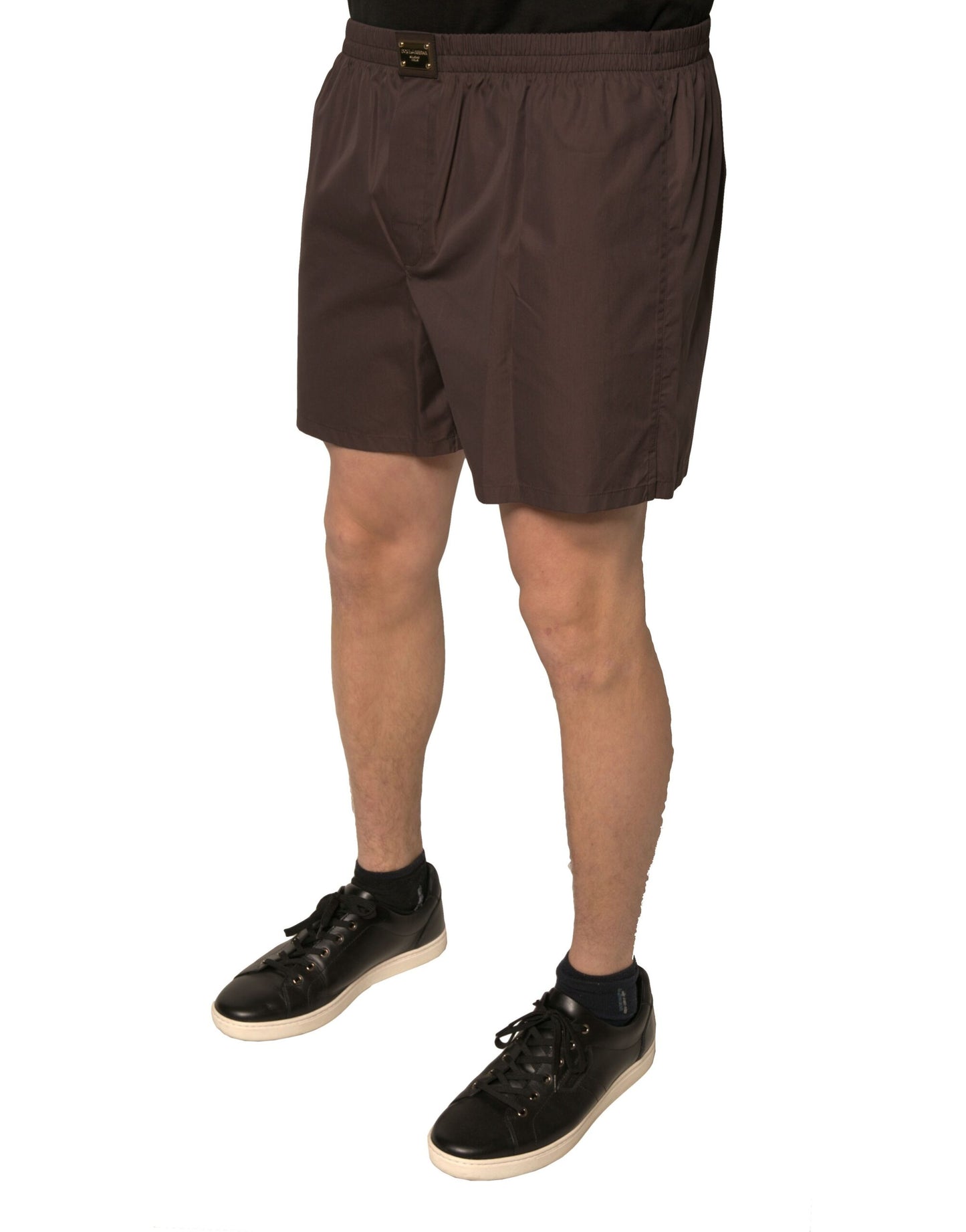 Dolce & Gabbana Braune Baumwollmischung Herren Shorts mit mittlerer Taille