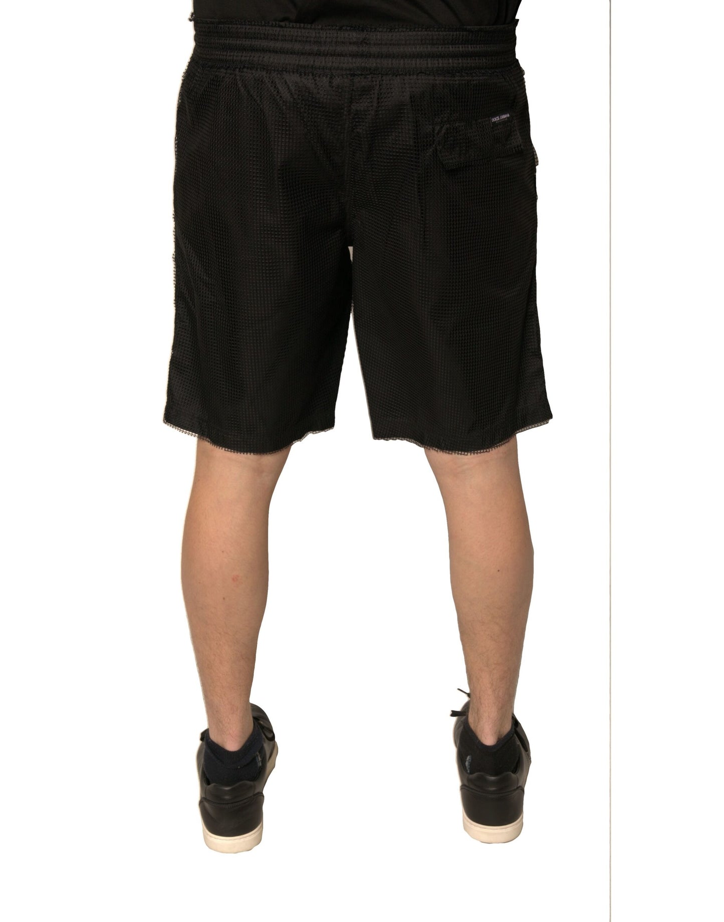 Dolce & Gabbana Schwarze Polyester-Jersey-Shorts mit mittlerer Taille