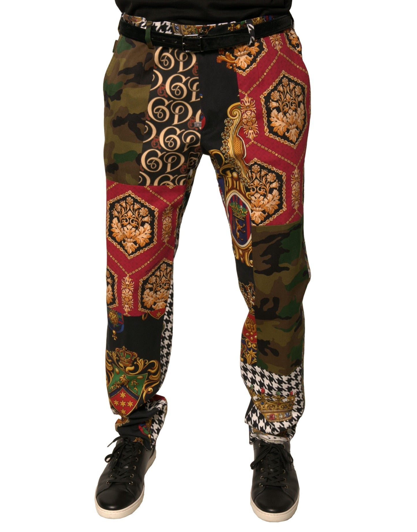 Dolce & Gabbana Multicolor Patchwork Männer Kleiderhosen