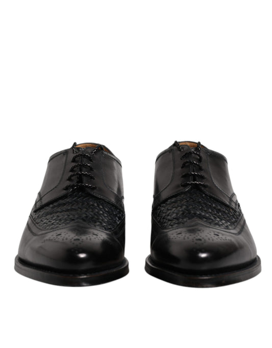 Dolce & Gabbana Schwarze Leder Derby Wingtip Lace Up Formal Dress Schuhe