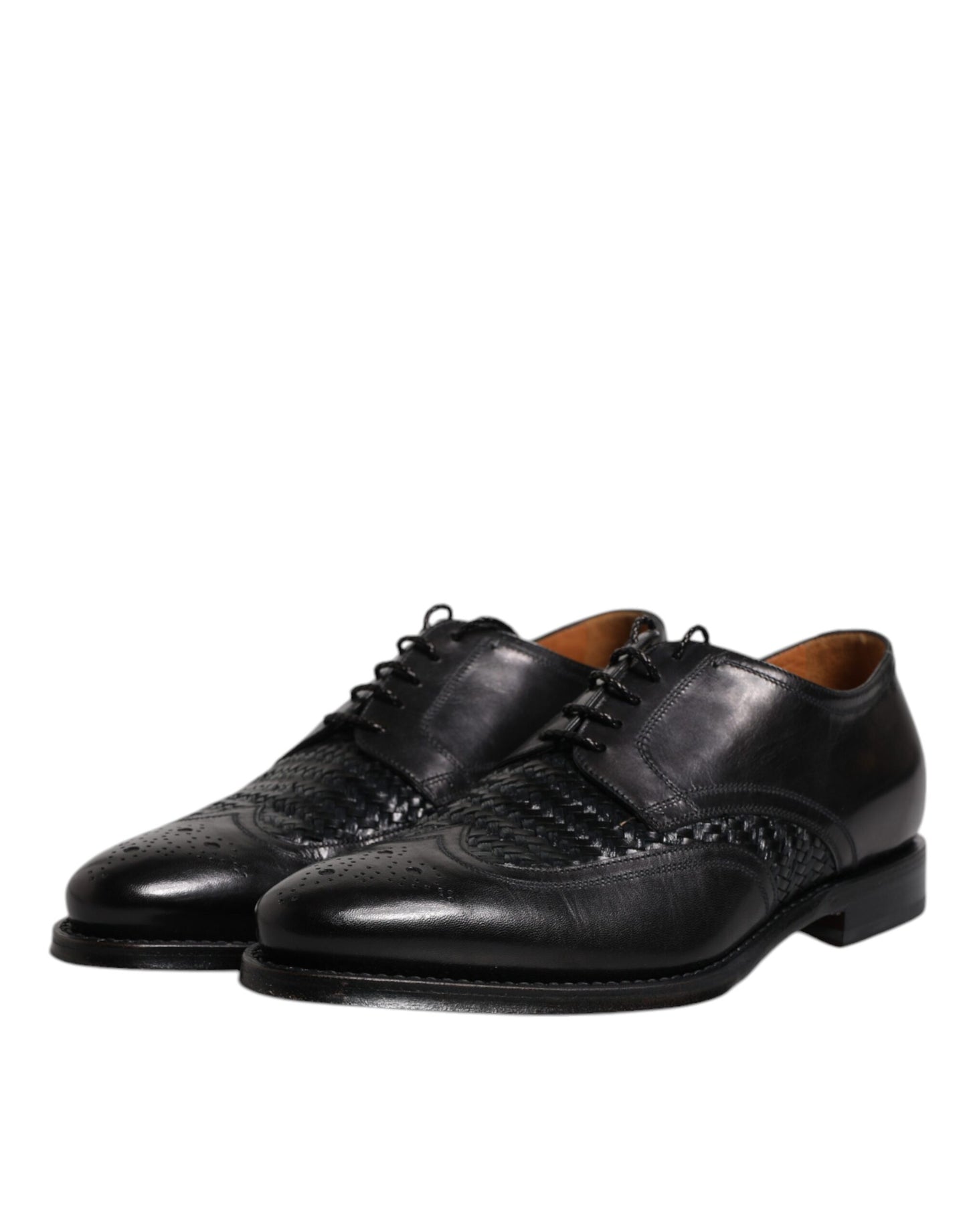 Dolce & Gabbana Schwarze Leder Derby Wingtip Lace Up Formal Dress Schuhe