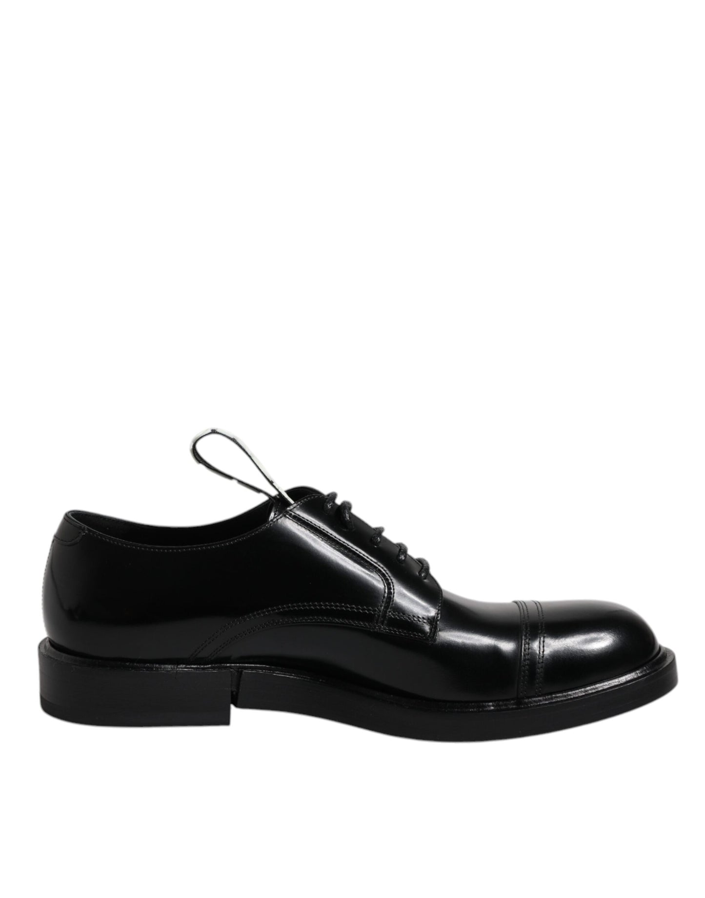 Dolce & Gabbana Schwarze Lackleder Derby Schnürschuhe Formal Dress Schuhe