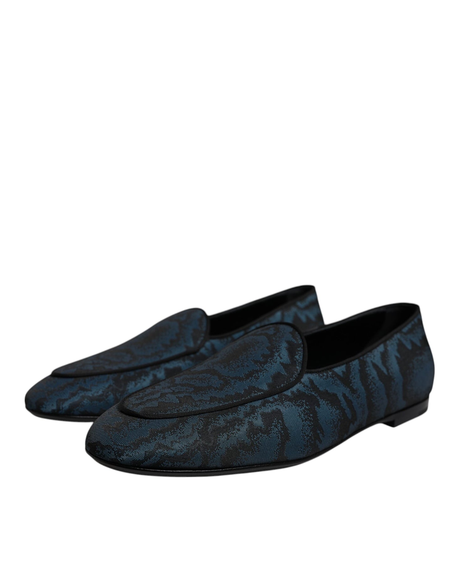 Dolce & Gabbana Blau Schwarz Flats Männer Loafers Kleid Schuhe
