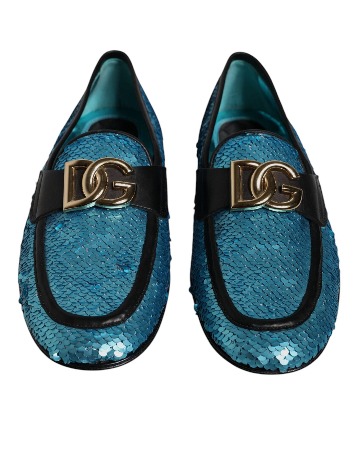 Dolce & Gabbana Blaue Pailletten Loafers Formelle Schuhe