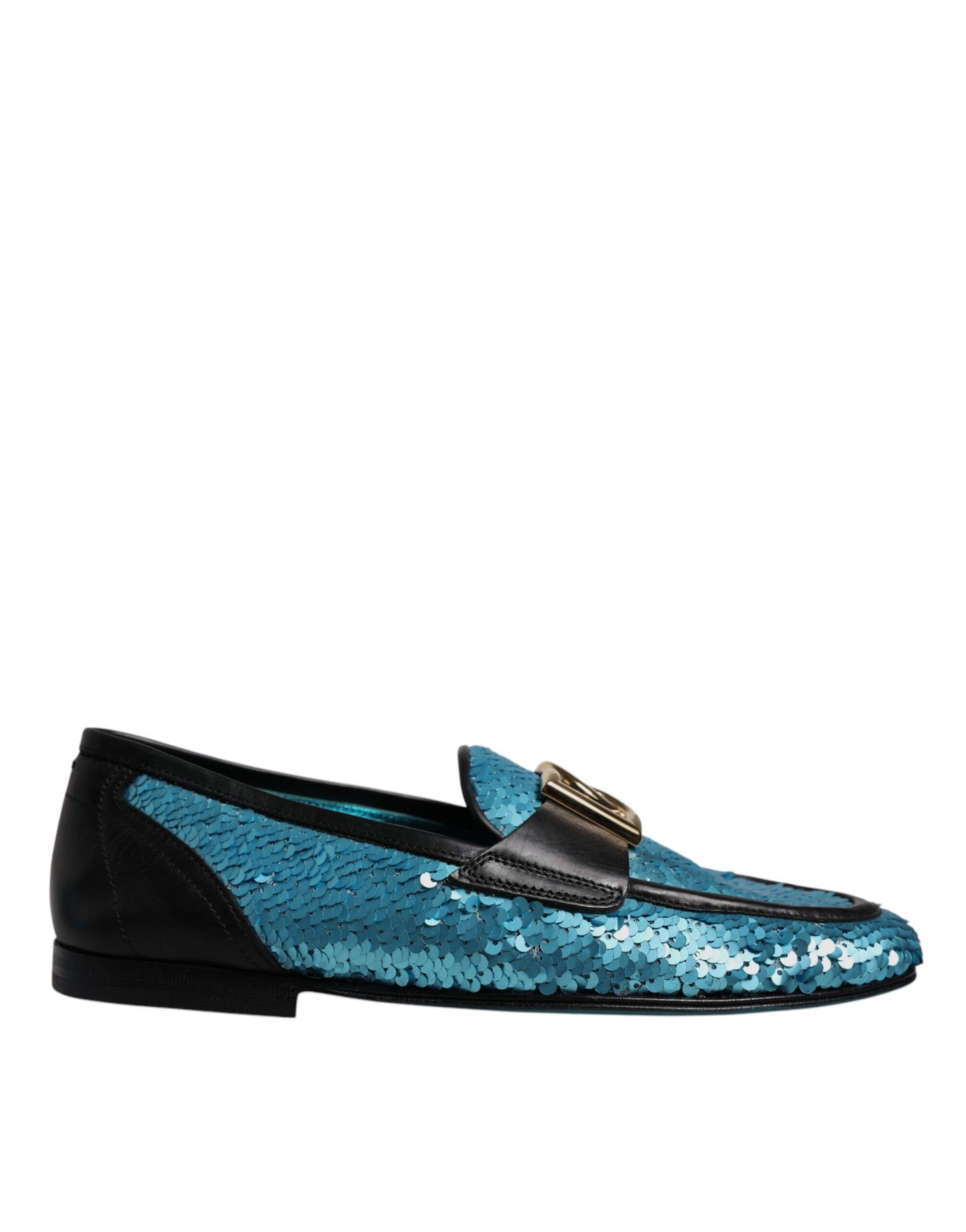 Dolce & Gabbana Blaue Pailletten Loafers Formelle Schuhe