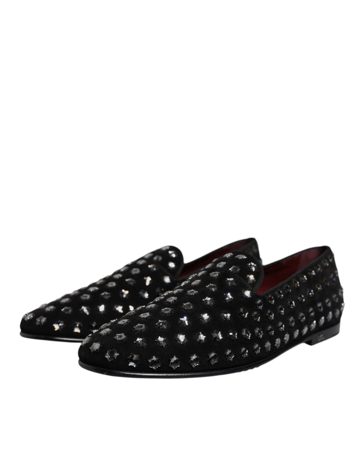 Dolce & Gabbana Schwarze kristallverzierte Loafers Kleid Schuhe