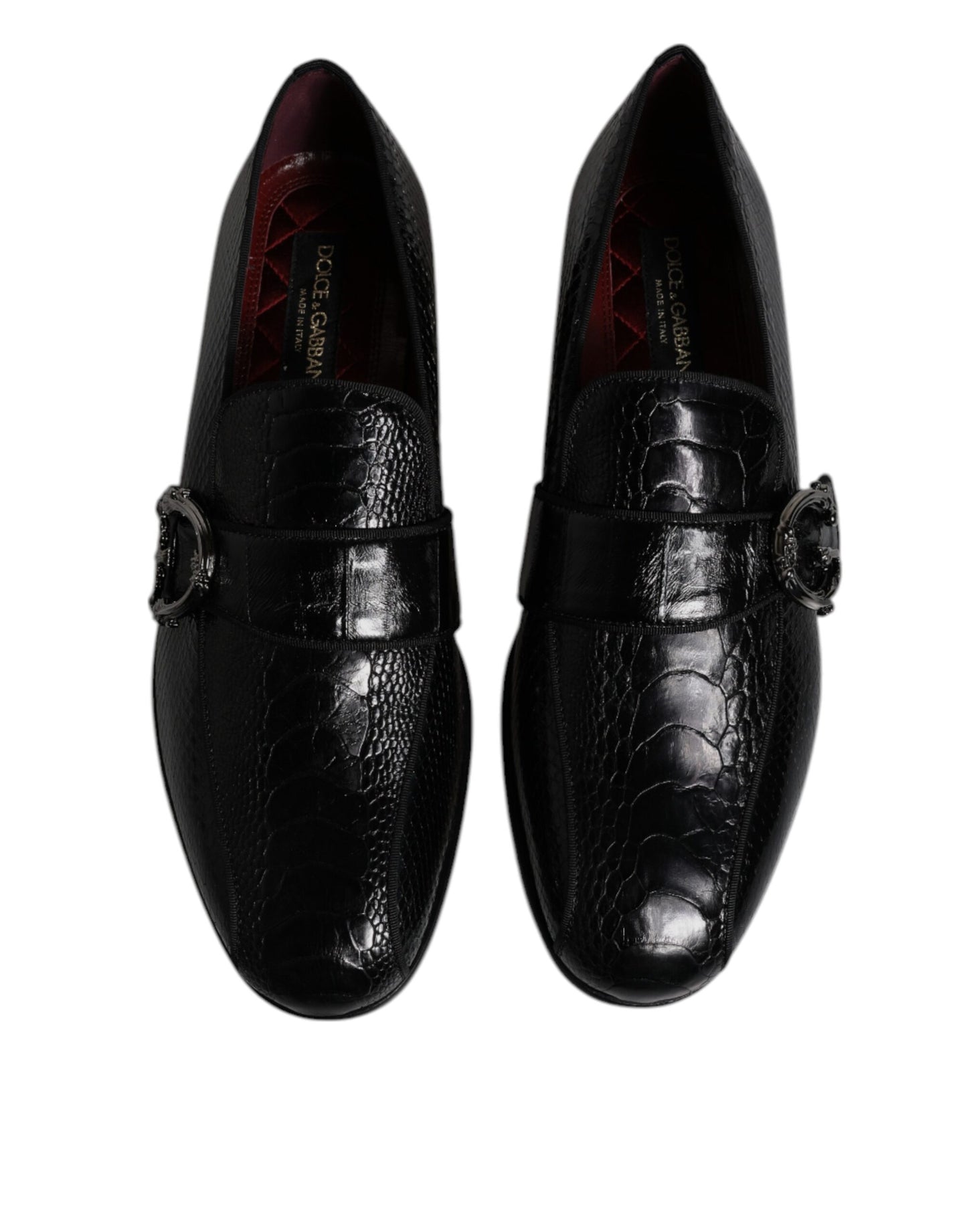 Dolce & Gabbana Schwarze Exotische Leder DG Logo Loafers Formelle Anzugschuhe