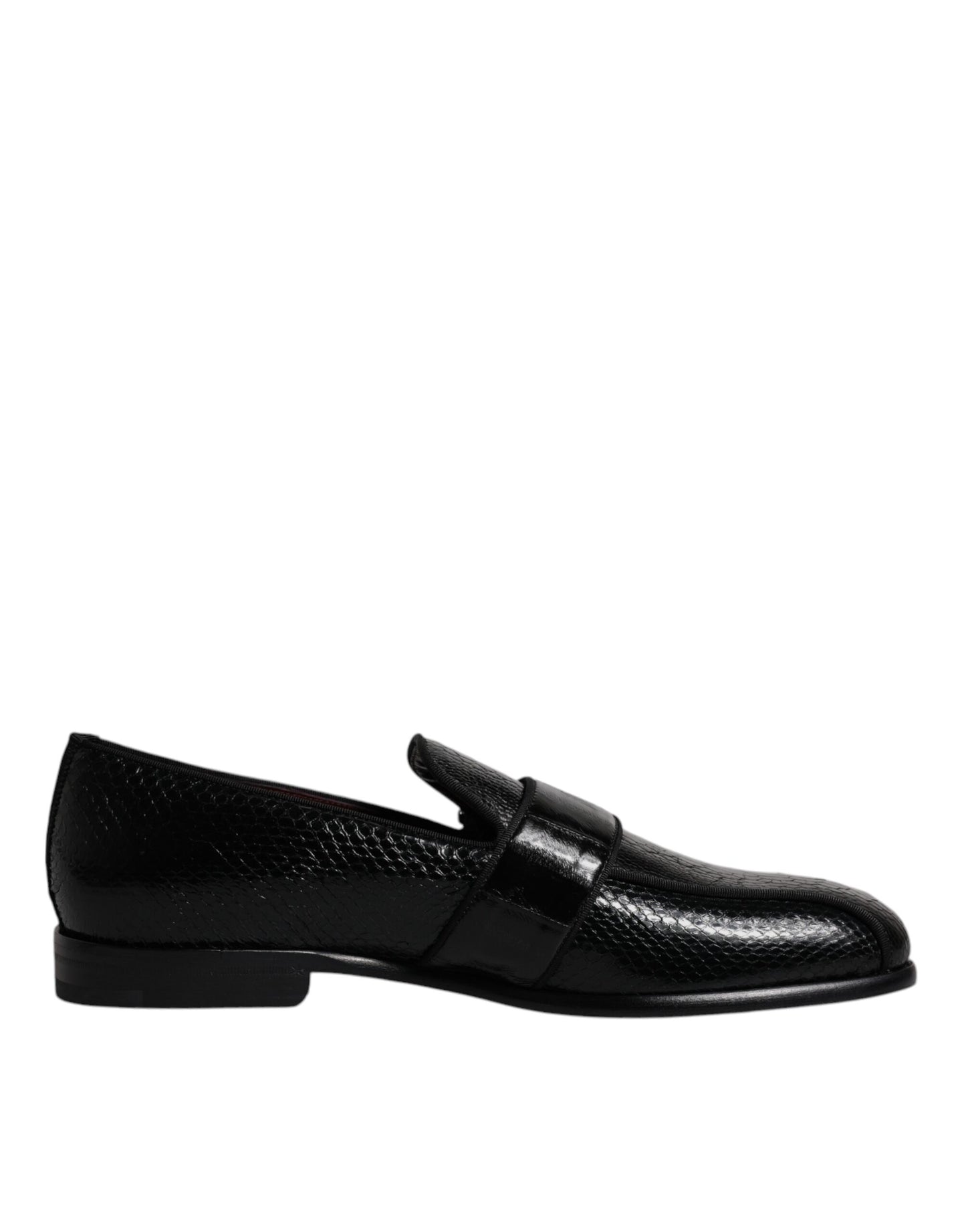 Dolce & Gabbana Schwarze Exotische Leder DG Logo Loafers Formelle Anzugschuhe