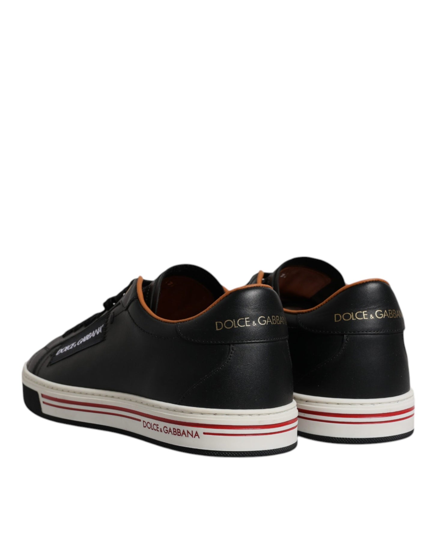 Dolce & Gabbana Schwarz Leder Low Top Männer Turnschuhe Schuhe