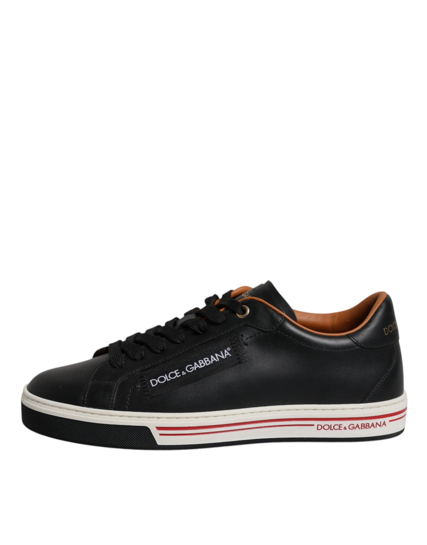 Dolce & Gabbana Schwarz Leder Low Top Männer Turnschuhe Schuhe