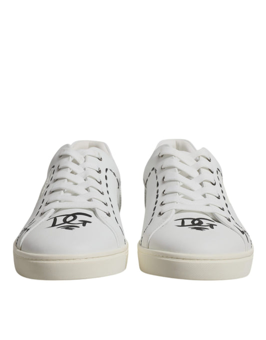 Dolce & Gabbana Weiß Leder Milano Low Top Turnschuhe Schuhe