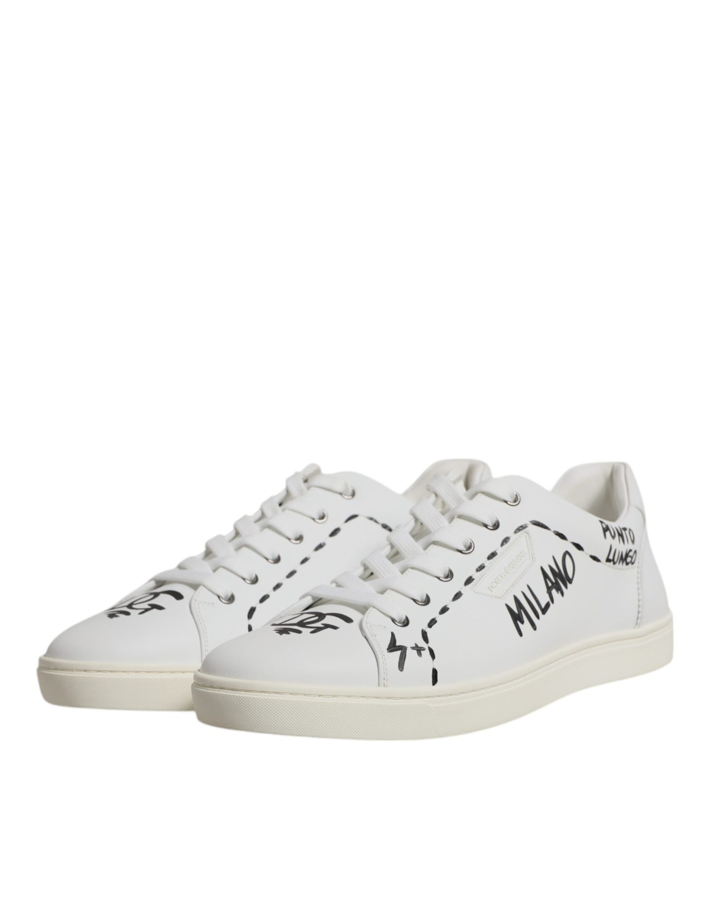 Dolce & Gabbana Weiß Leder Milano Low Top Turnschuhe Schuhe