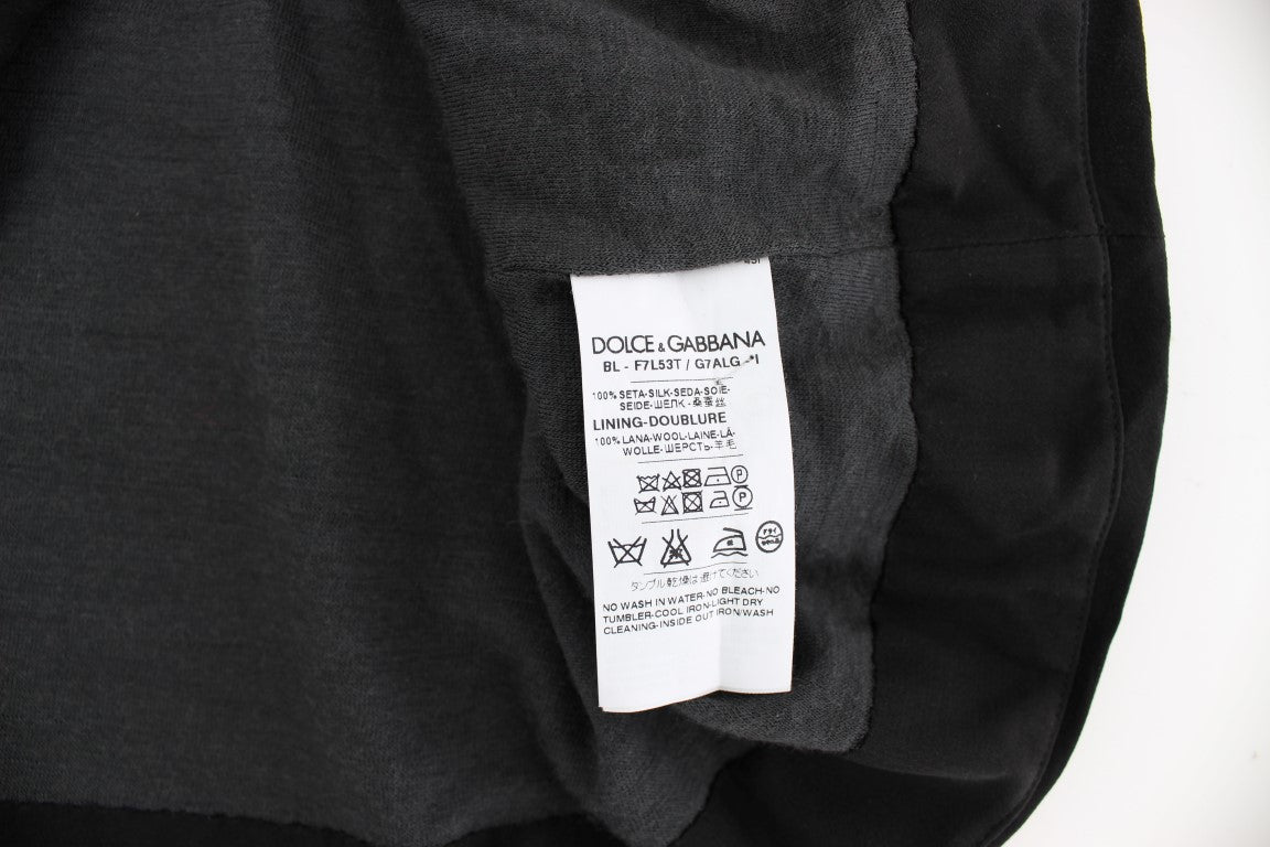 Dolce & Gabbana Schwarzes Seidenblusentop mit Blumendruck