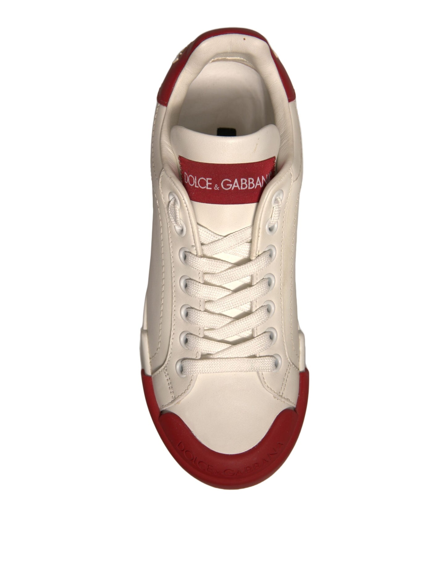 Dolce & Gabbana Schuhe Weiß Leder Logo Portofino Turnschuhe