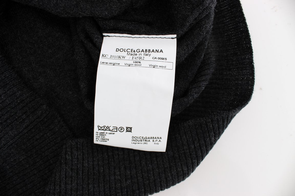 Dolce & Gabbana Grauer Wollpullover mit Knopfleiste