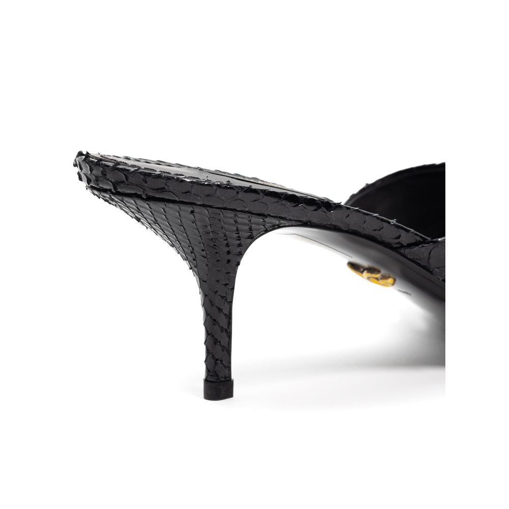 Dolce & Gabbana Sandalen mit Schlangenhaut-Print und Plateauabsatz in Schwarz