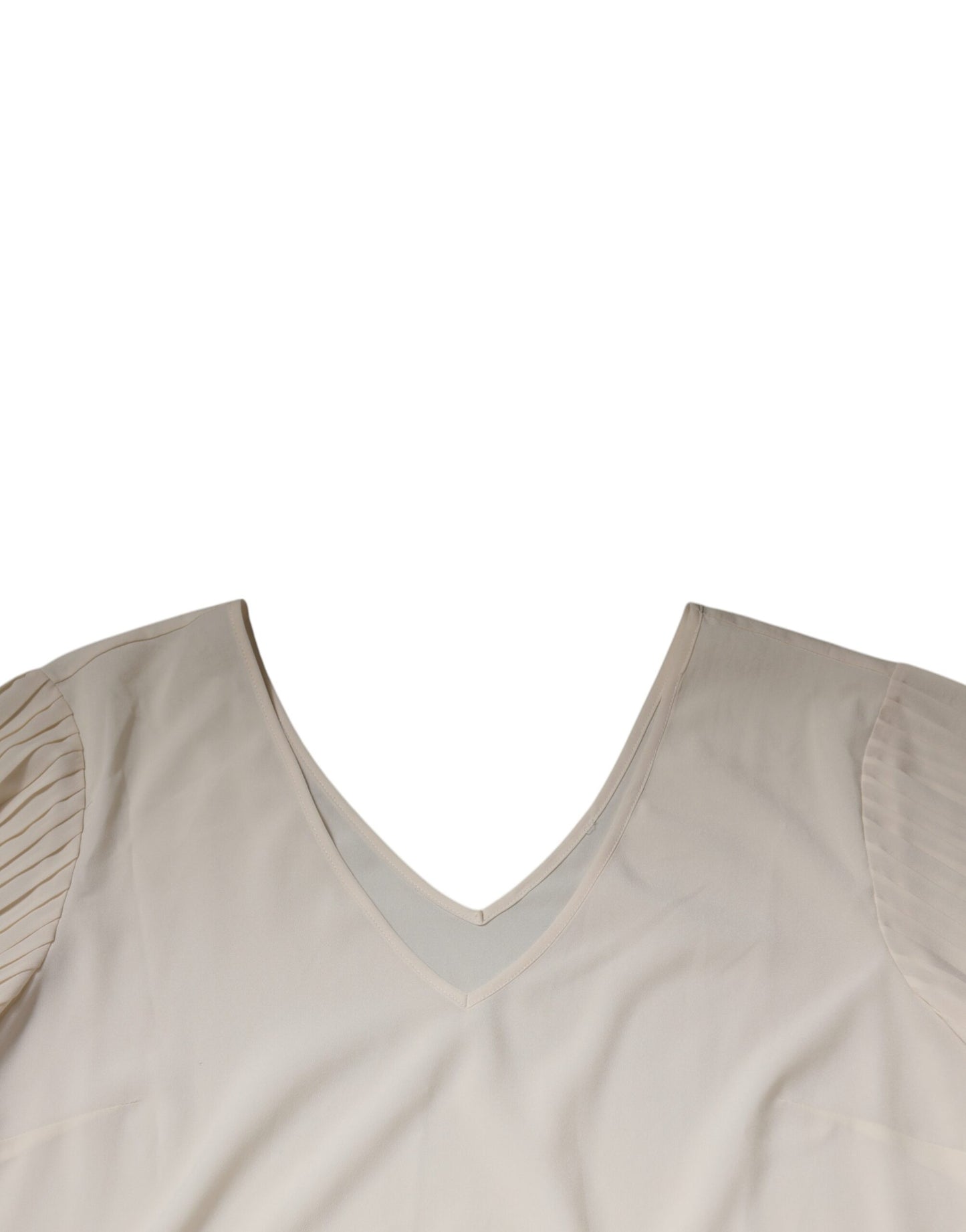 Peserico Weißes Midikleid mit kurzen Ärmeln und V-Ausschnitt