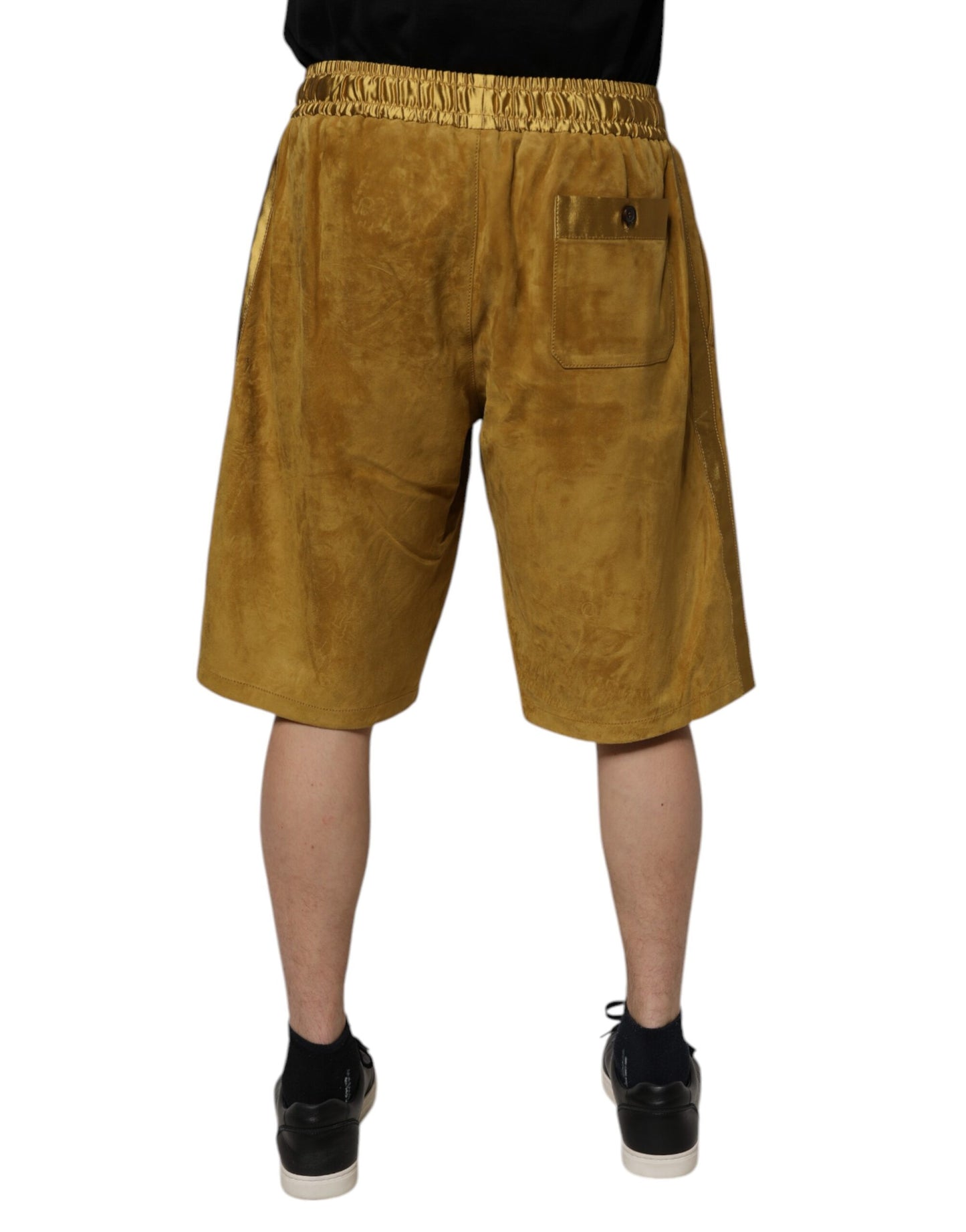 Dolce & Gabbana Braunes Lammfell Wildleder Herren Bermudashorts