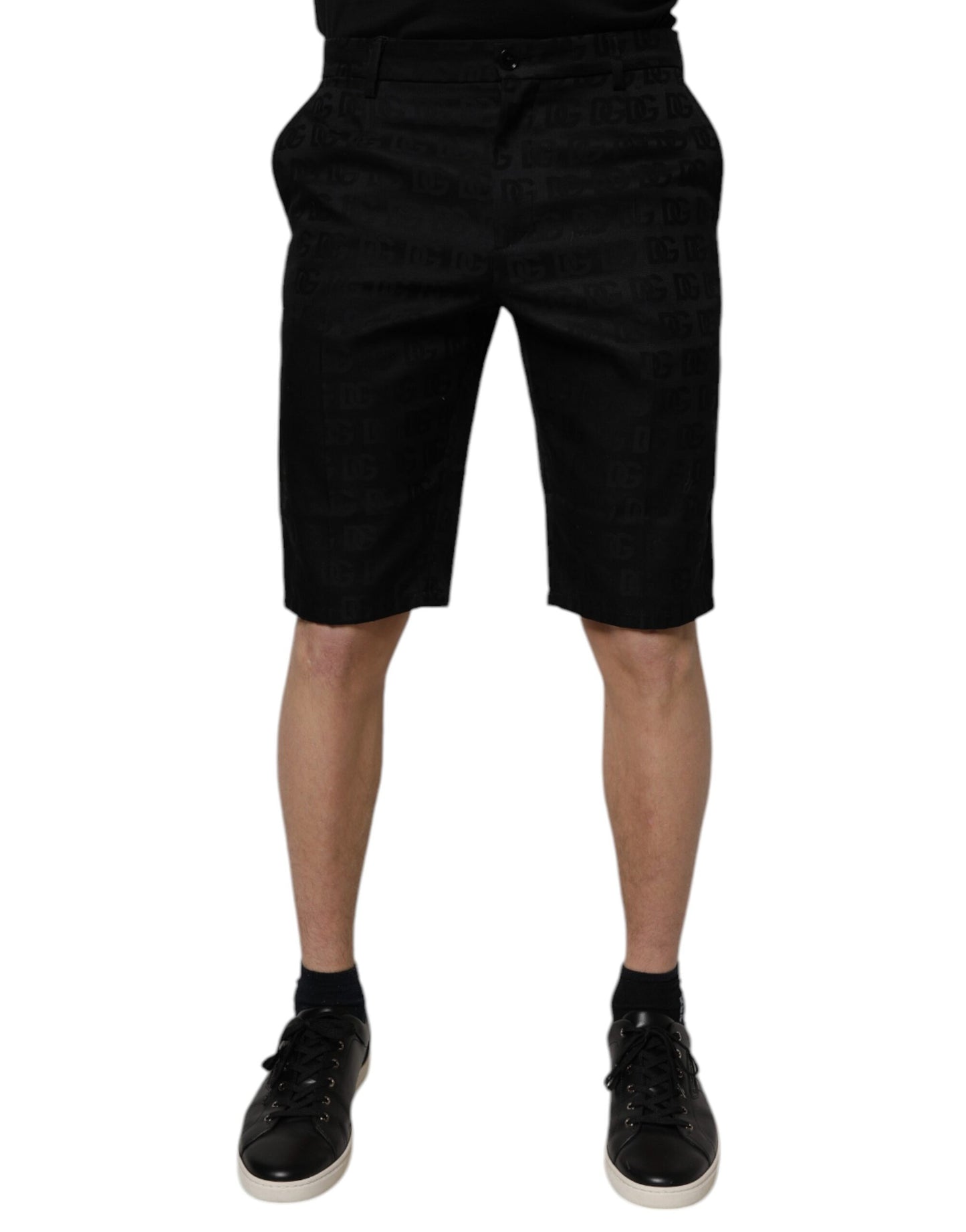 Dolce & Gabbana Schwarz Baumwolle Casual Mid Taille Chino Shorts