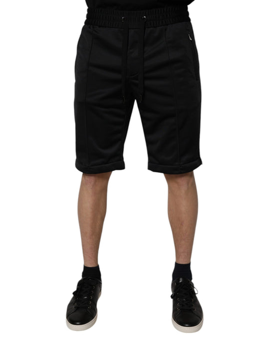 Dolce & Gabbana Schwarze Bermuda-Shorts aus Polyester mit mittlerer Taille für Männer
