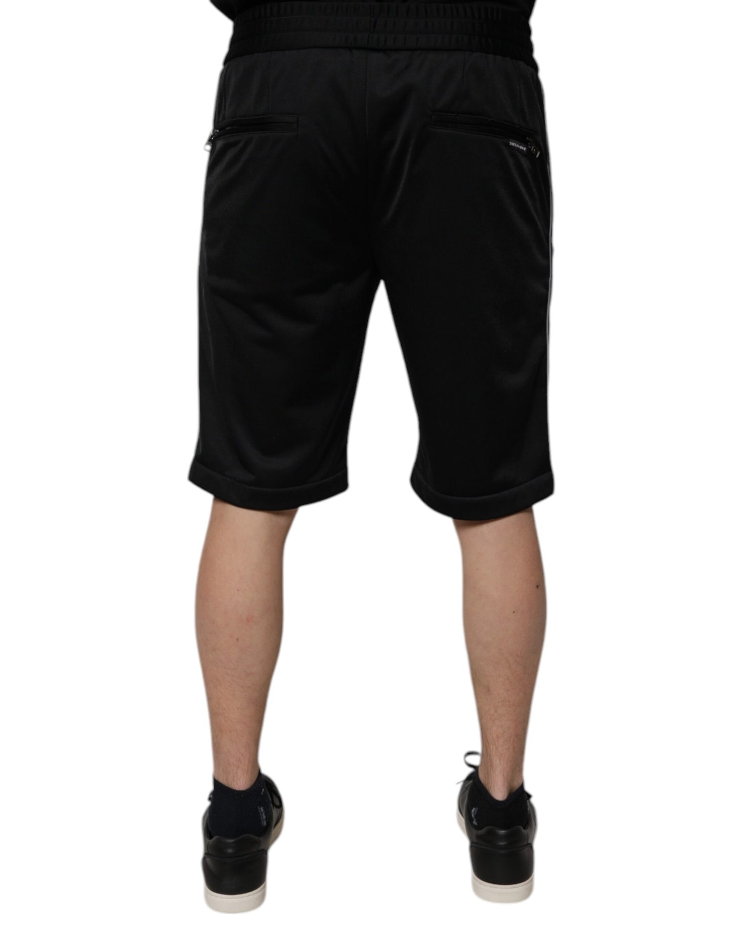 Dolce & Gabbana Schwarze Bermuda-Shorts aus Polyester mit mittlerer Taille für Männer