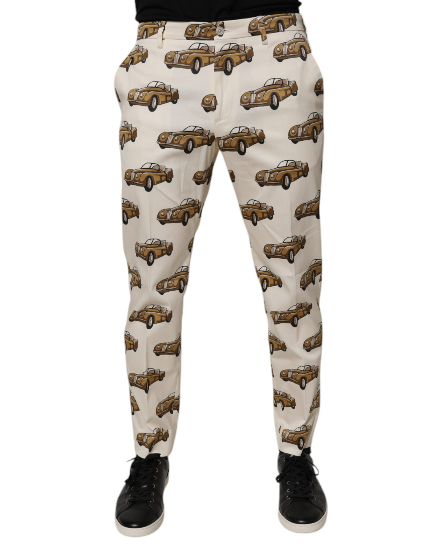 Dolce & Gabbana Off White Cars Baumwolle Skinny Männer Denim Jeans