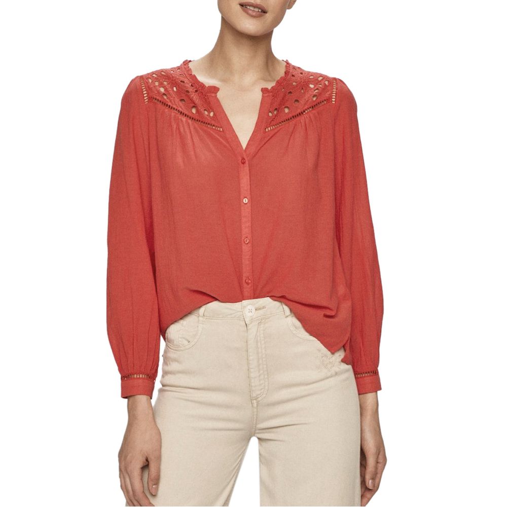 Pepe Jeans Rote Viskose-Bluse