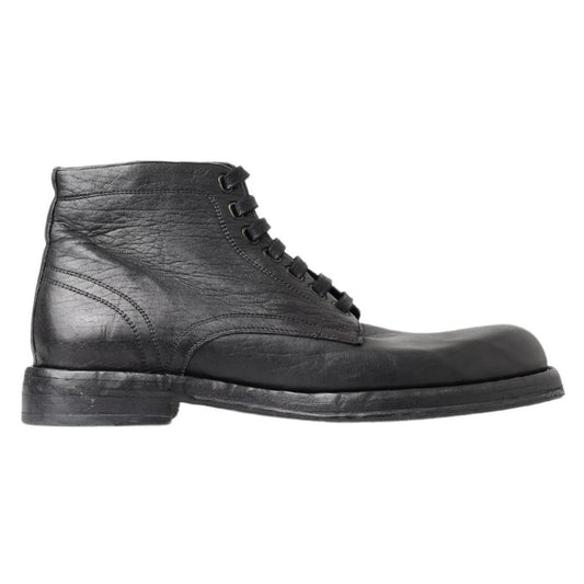 Dolce & Gabbana Schwarze Leder-Schnürstiefel