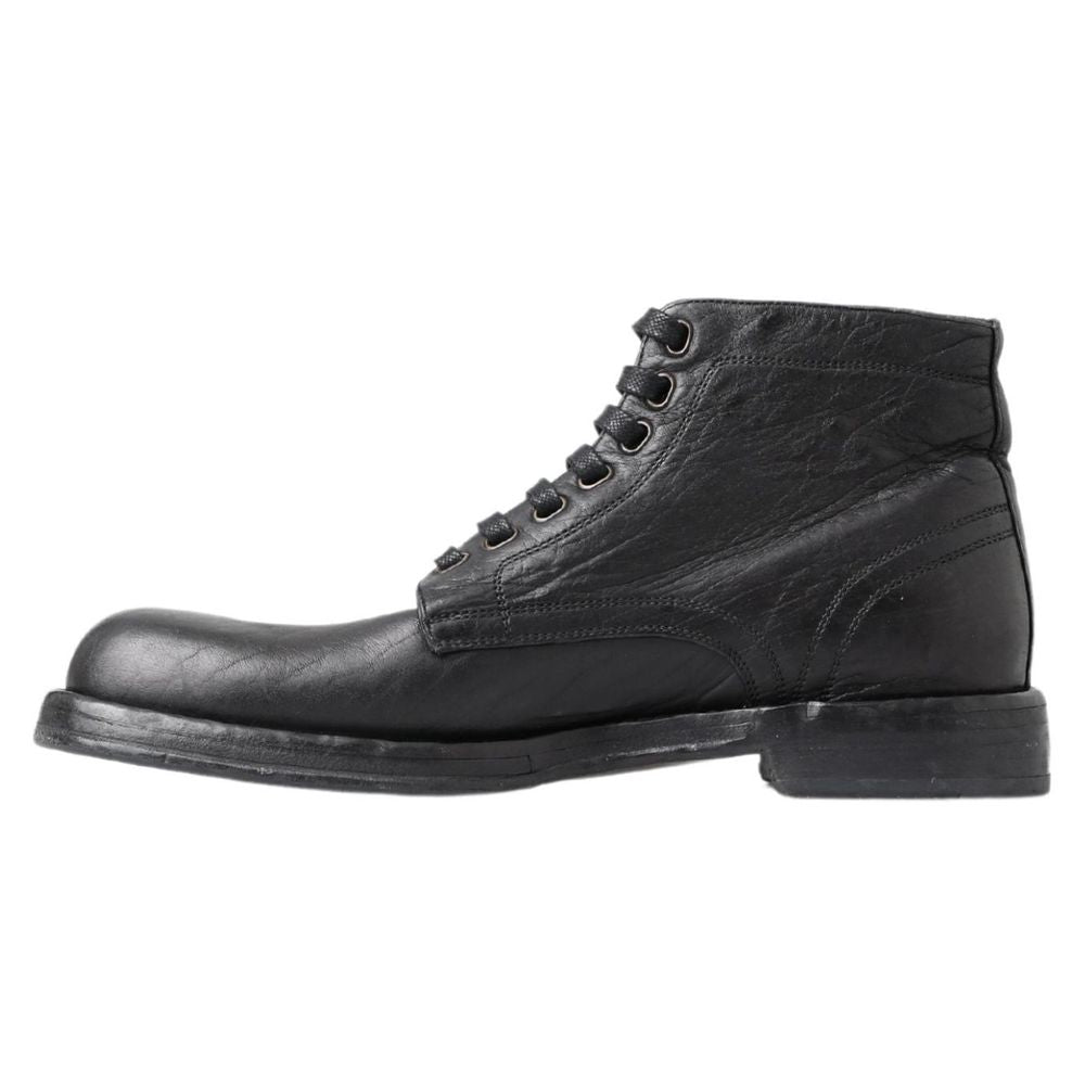 Dolce & Gabbana Schwarze Leder-Schnürstiefel