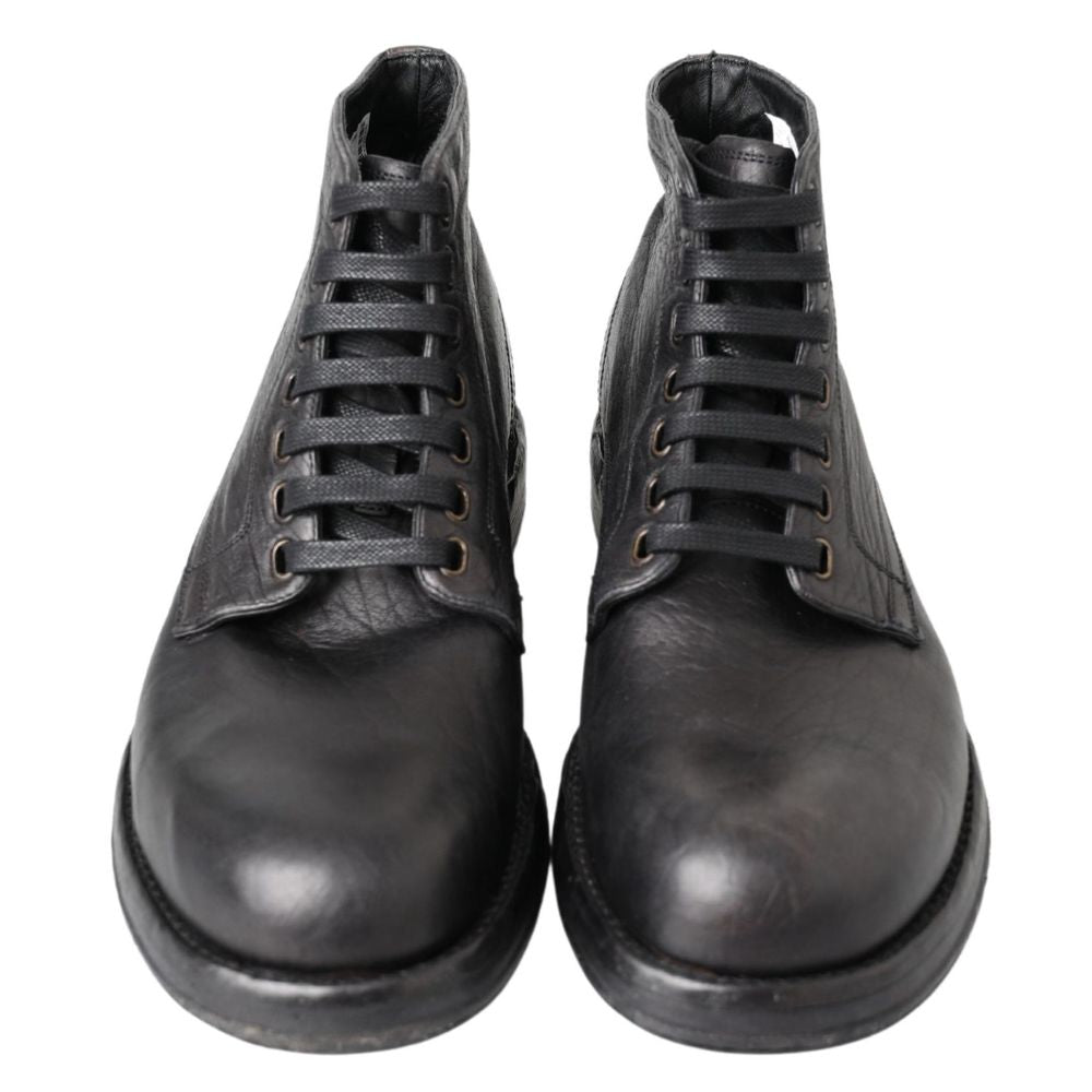 Dolce & Gabbana Schwarze Leder-Schnürstiefel