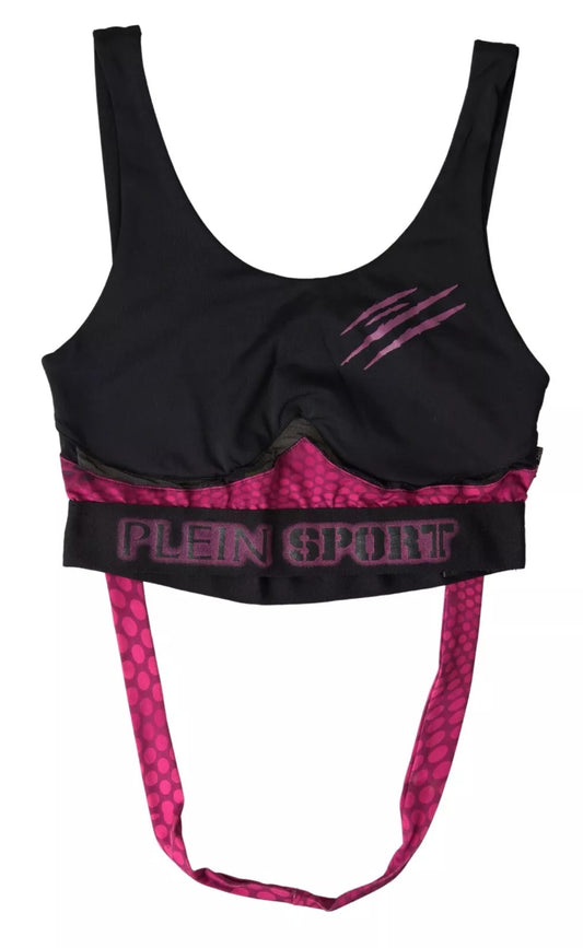 Plein Sport Schwarz Fuchsia Logo Athlet Hannah BH Unterwäsche