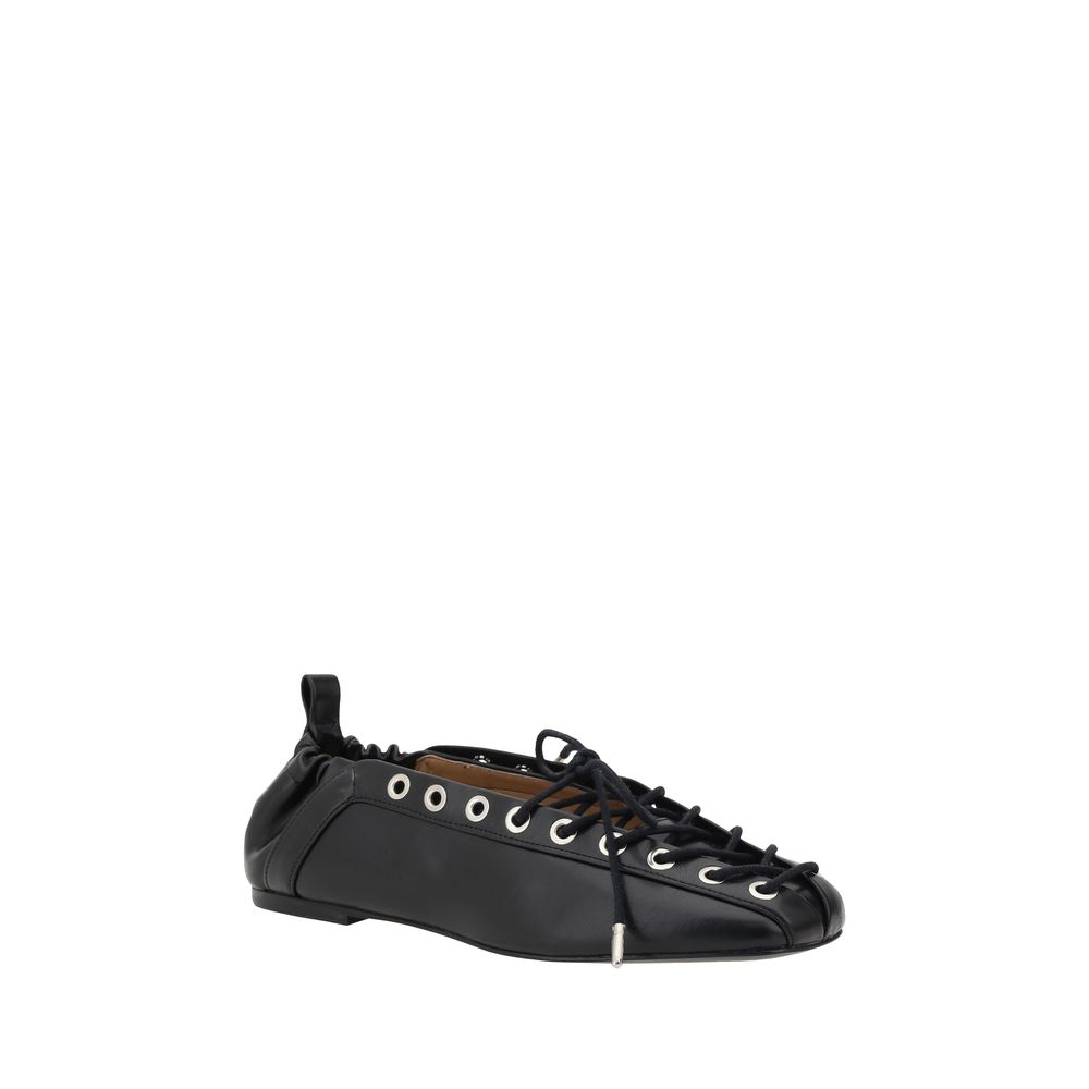 Ganni Schwarze Ballett-Flats aus Polyester