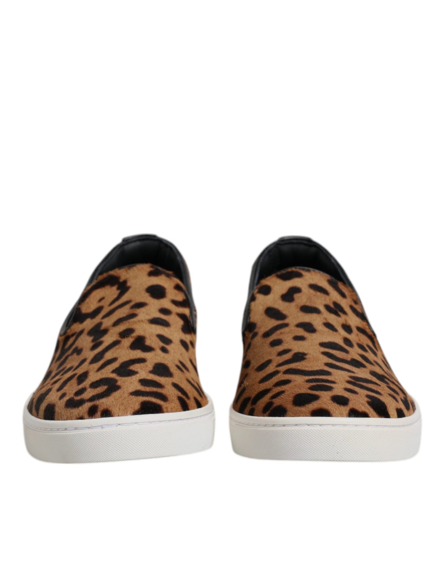 Dolce & Gabbana Braun Kalbsleder Pelz Leopard Sneakers Schuhe