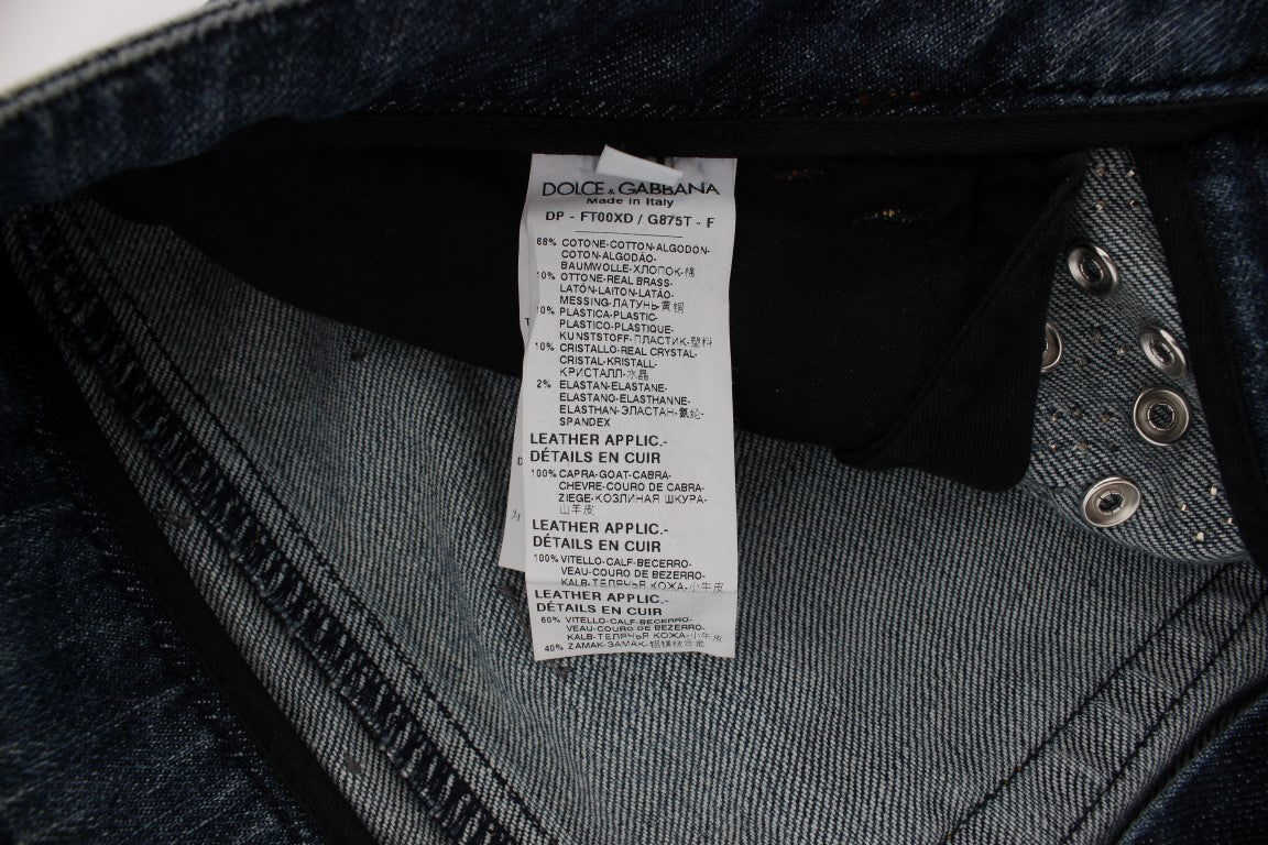 Dolce & Gabbana Crystal Roses Herz verschönert Jeans