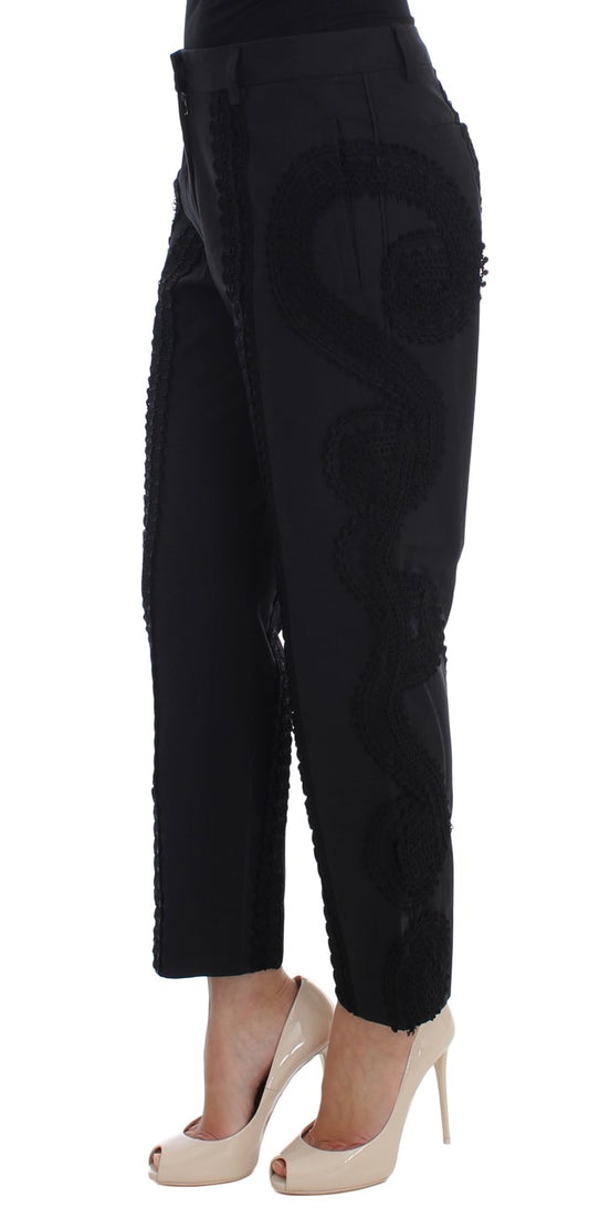 Dolce & Gabbana Schwarze Baumwoll-Stretch-Capris-Hose