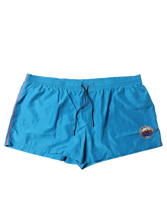 Dolce & Gabbana Türkis Logo Beachwear Shorts 2Pc Bademode