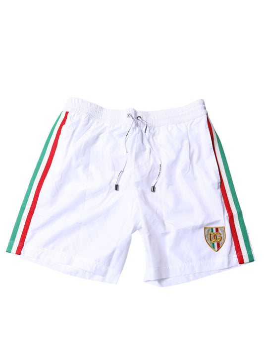 Dolce & Gabbana Weiße Streifen Beachwear Shorts 2 Stück Bademode