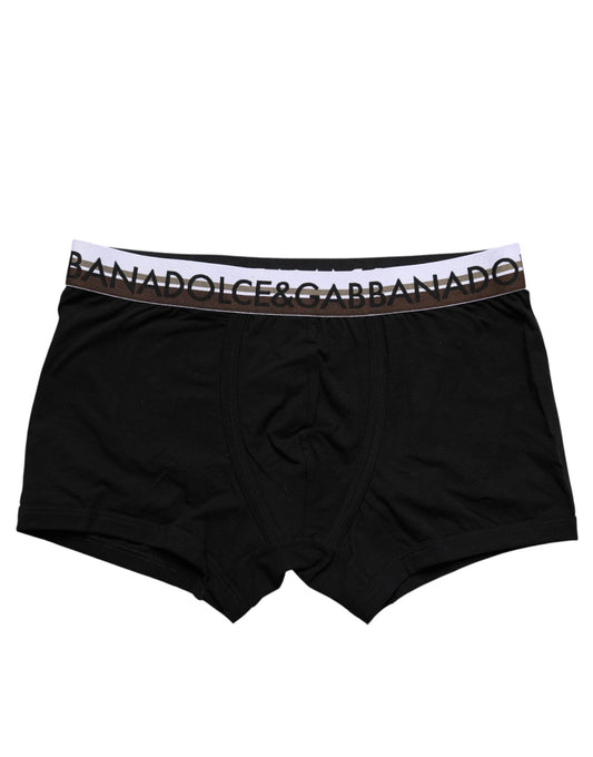 Dolce & Gabbana Schwarze Cotton Stretch Regular Boxer Unterwäsche
