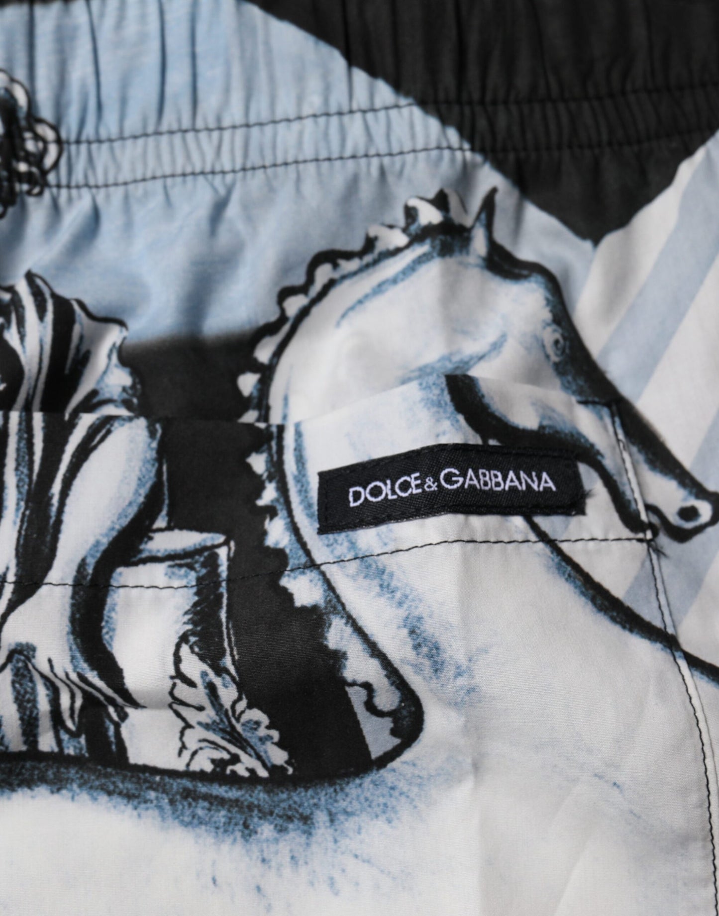 Dolce & Gabbana Blaue Statue Print Baumwolle Herren Shorts