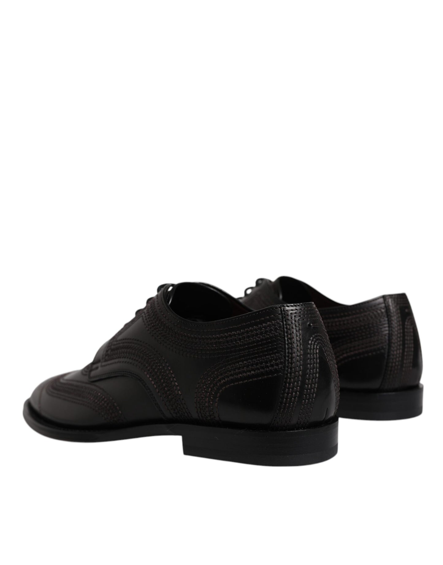 Dolce & Gabbana Schwarze bestickte klassische Derby-Schuhe aus Leder