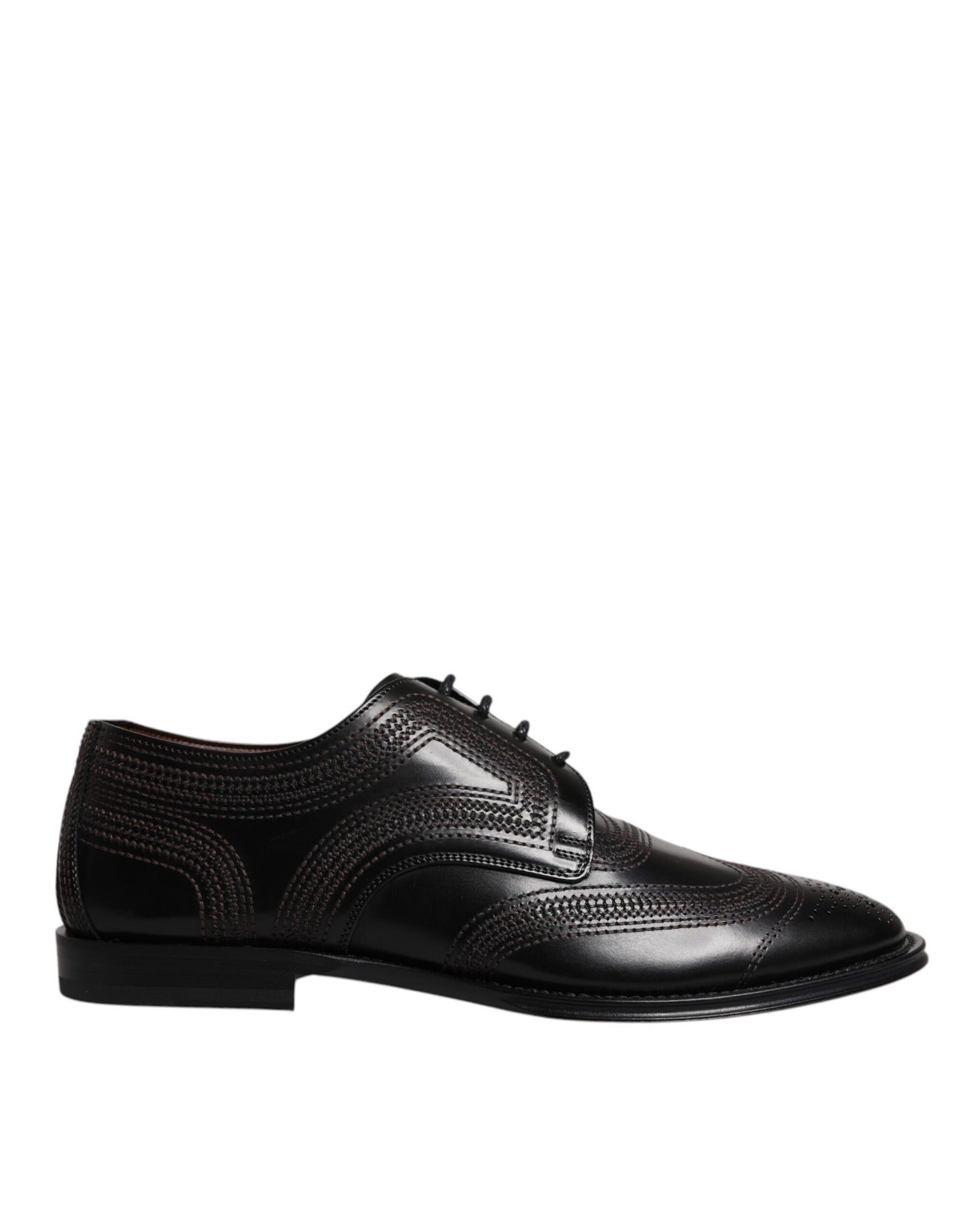 Dolce & Gabbana Schwarze bestickte klassische Derby-Schuhe aus Leder