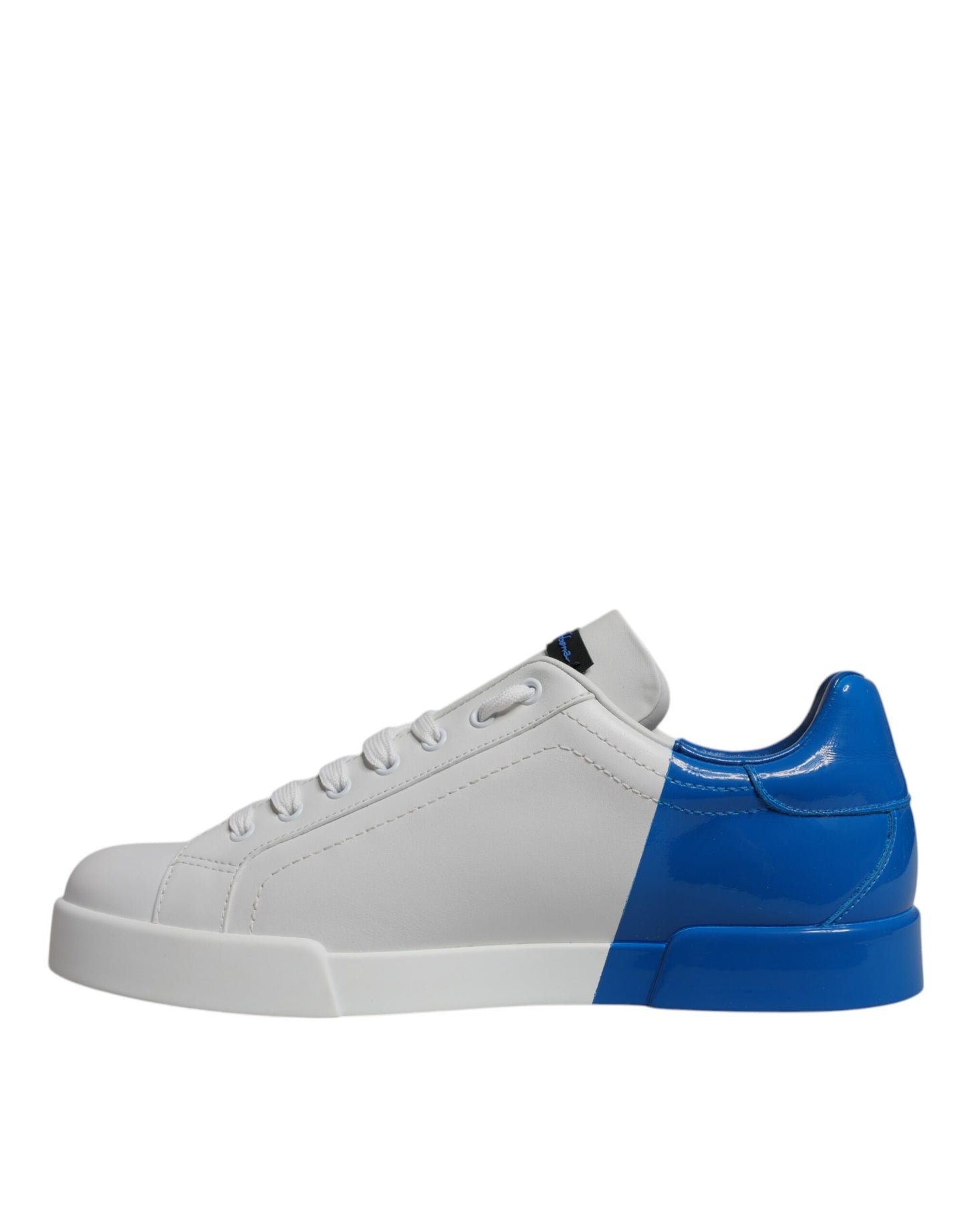 Dolce & Gabbana Weiß Blau Leder Logo Low Top Sneakers Schuhe