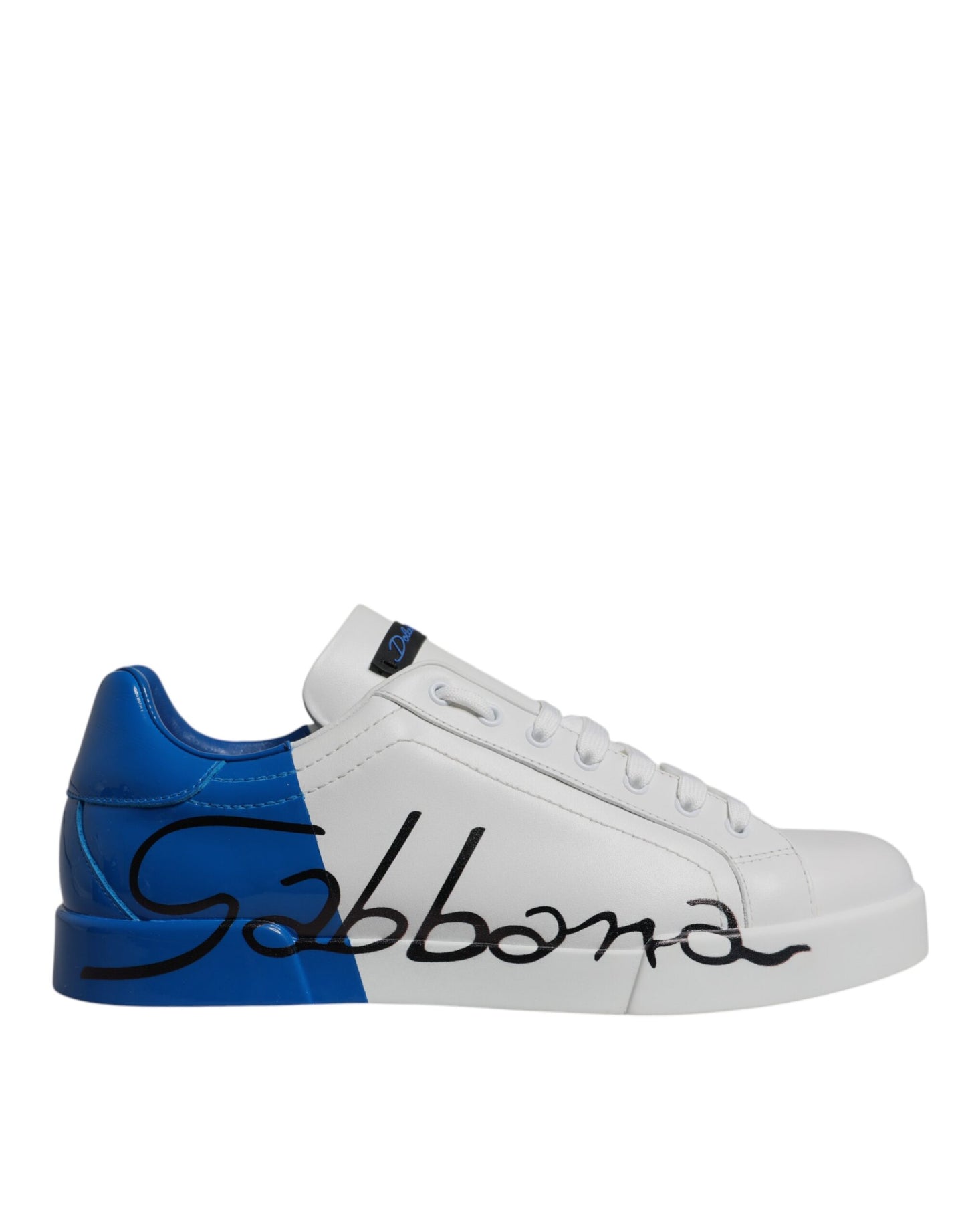 Dolce & Gabbana Weiß Blau Leder Logo Low Top Sneakers Schuhe
