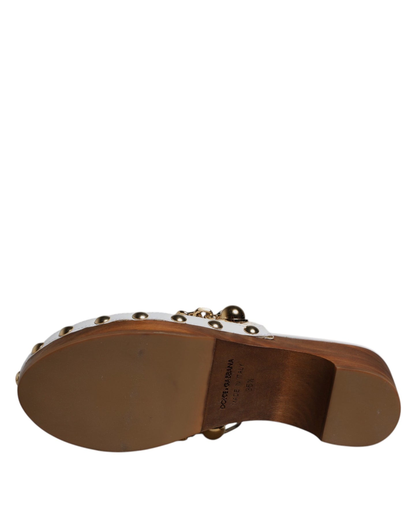 Dolce & Gabbana Weiß Raffia Clogs Bejeweled Kette Sandalen Schuhe