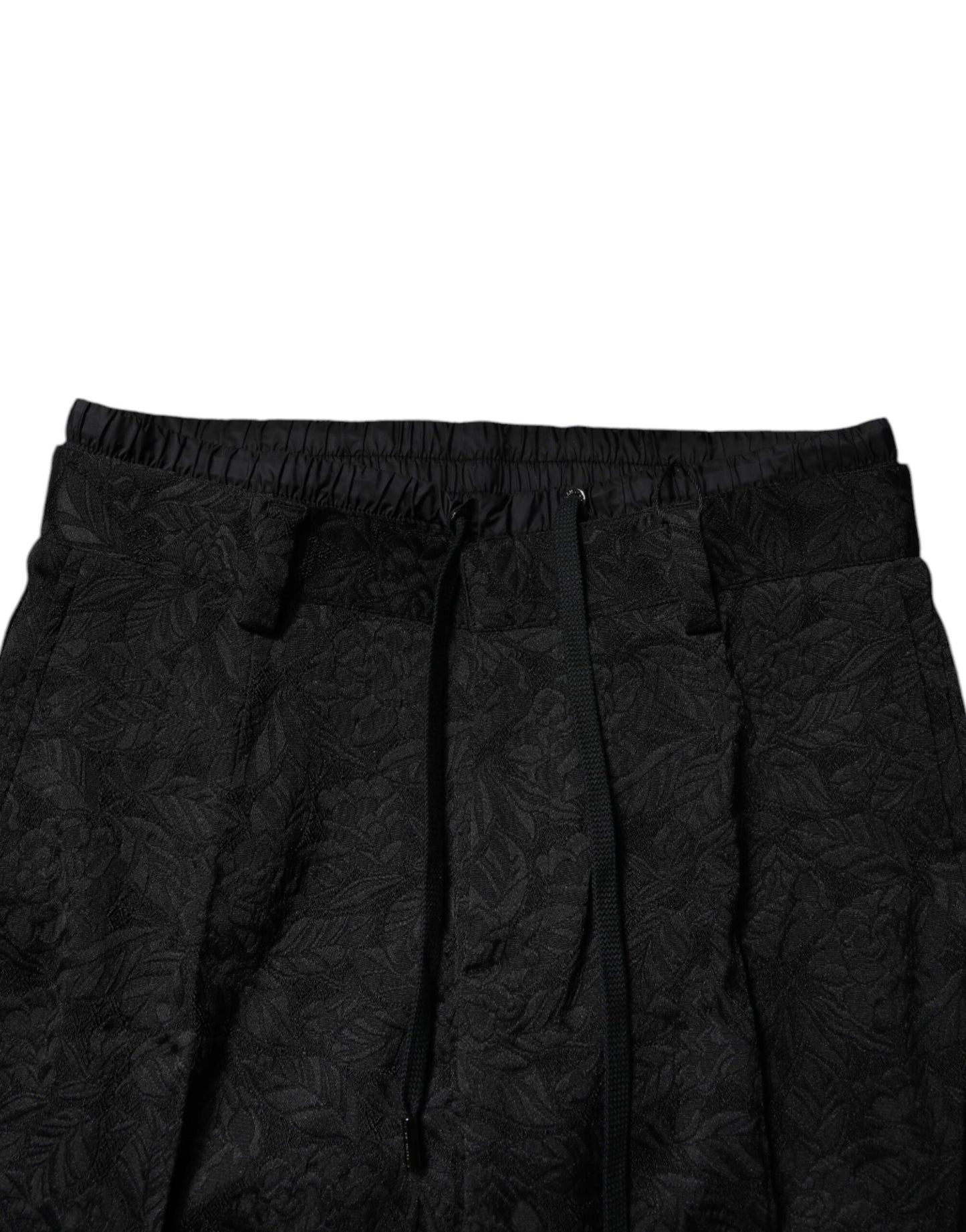 Dolce & Gabbana Schwarze Brokat Polyester Skinny Kleiderhose