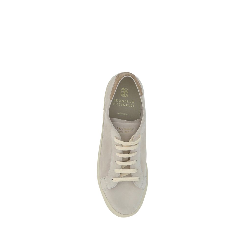 Brunello Cucinelli Cremefarbene Leder-Sneakers