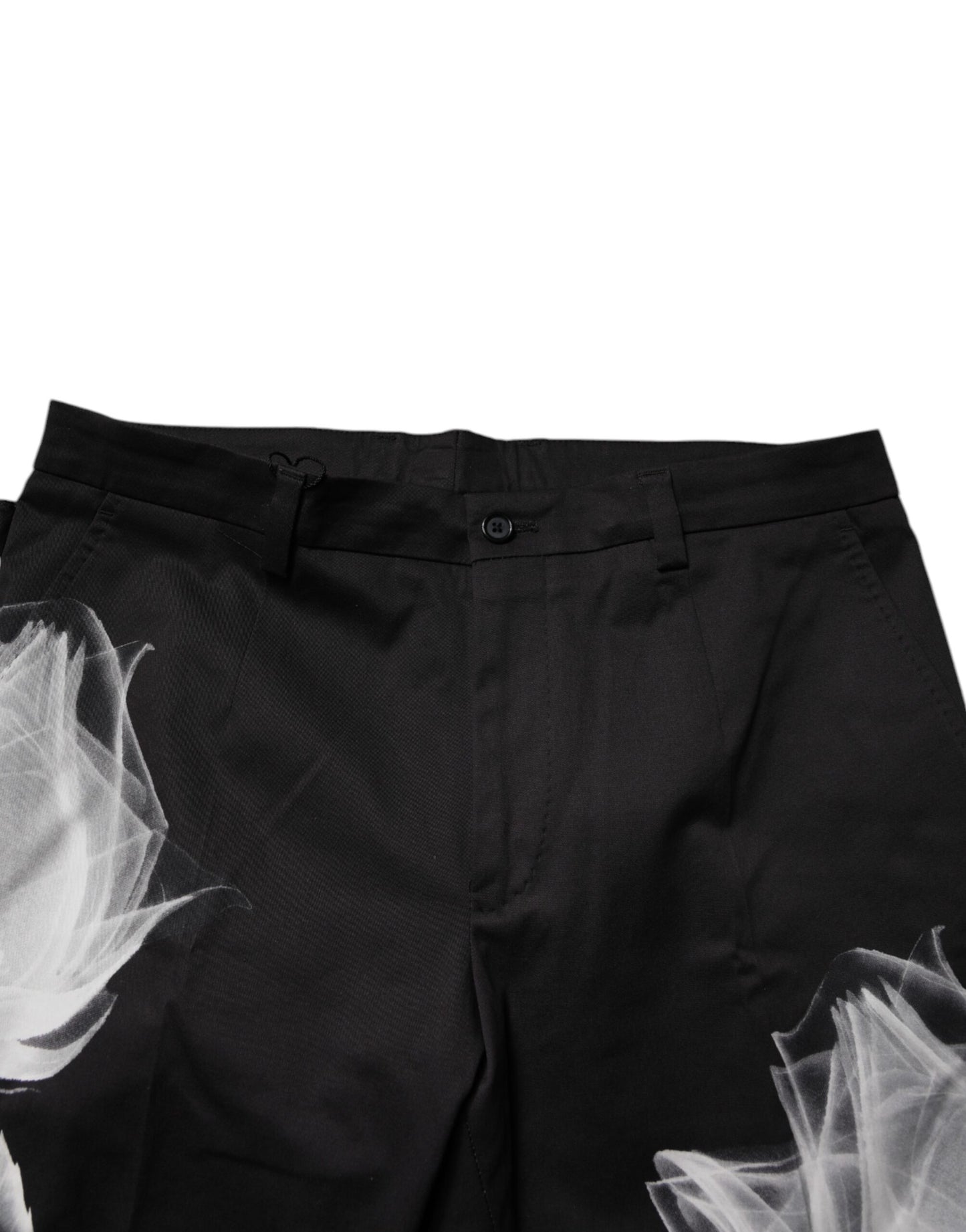 Dolce & Gabbana Schwarze Skinny-Hose aus Baumwolle mit Blumenmuster