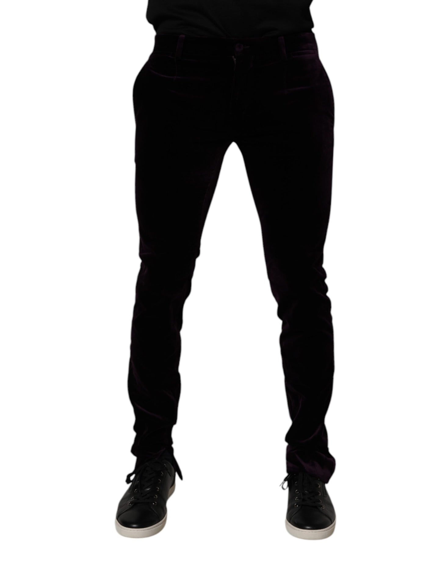 Dolce & Gabbana Violett Samt Baumwolle Männer Kleid Formal Hosen