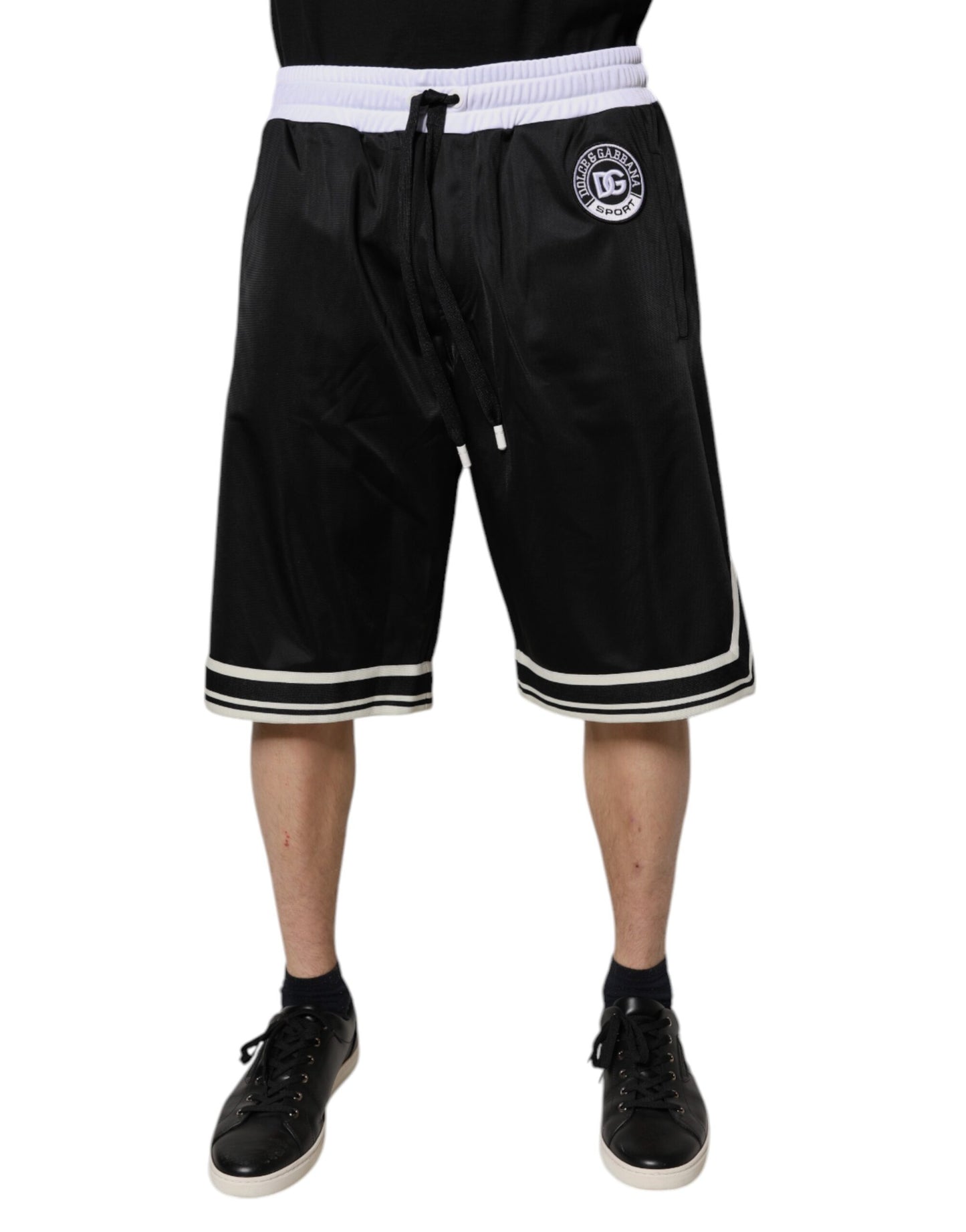 Dolce & Gabbana Schwarz Weiß Männer Bermuda Sweatshorts Shorts